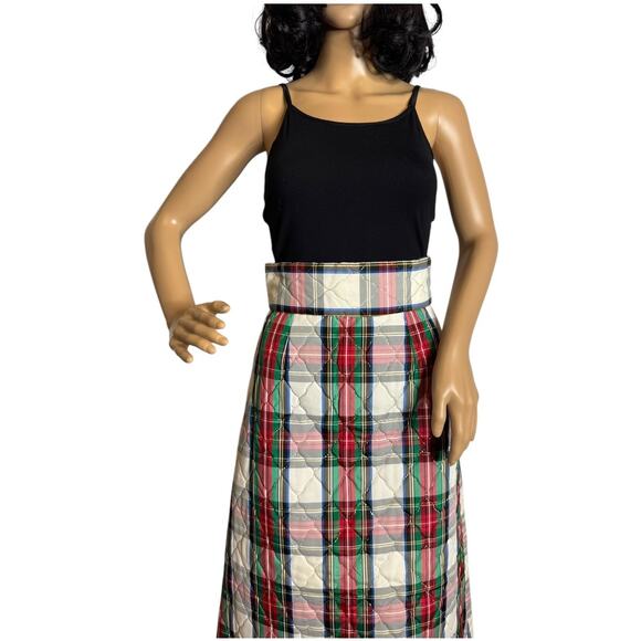Vintage 1970s Handmade Quilted Plaid High waisted Maxi Skirt size Small - Medium - Picture 9 of 12